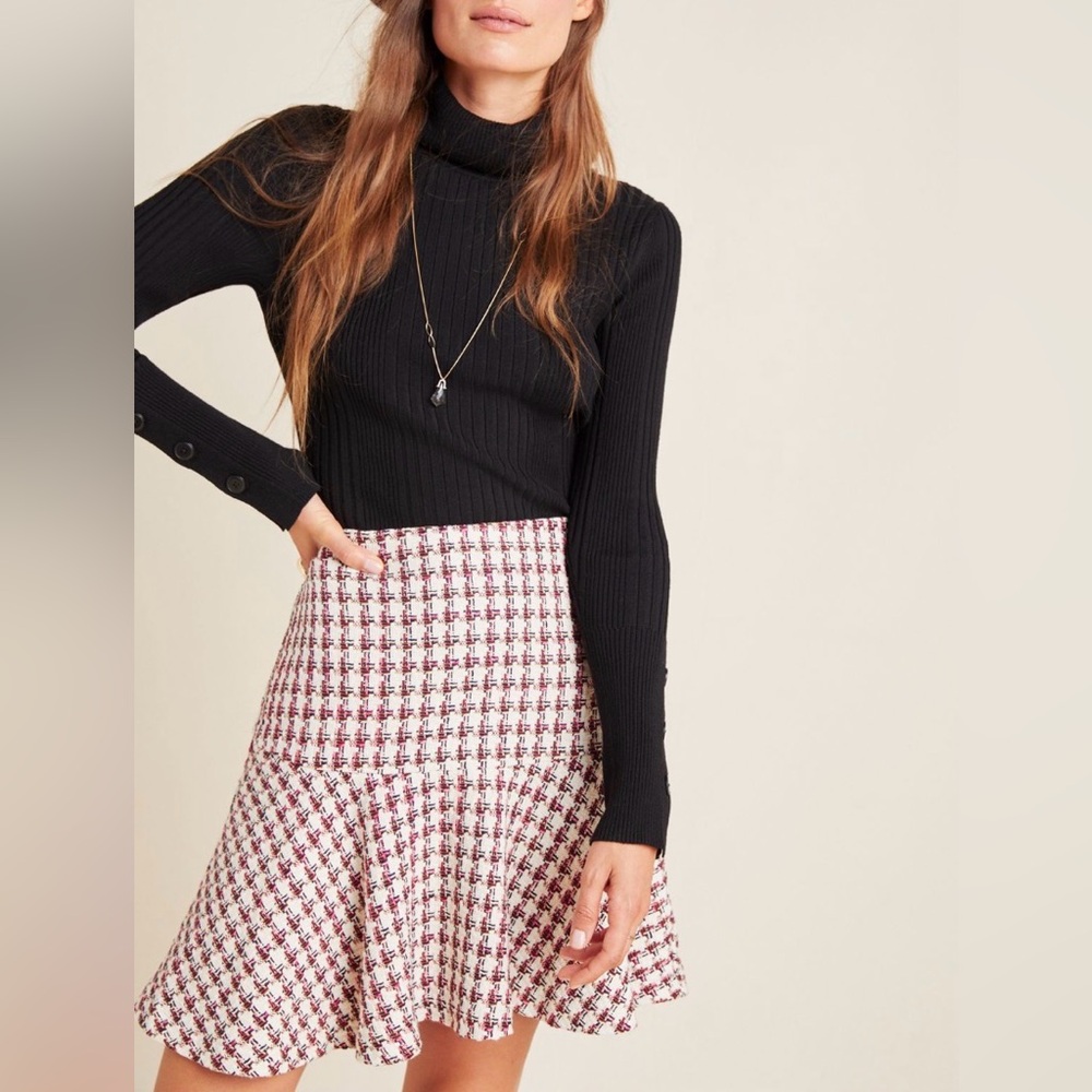 Anthropologie Maeve Bobbi Plaid Flounced Mini Skirt